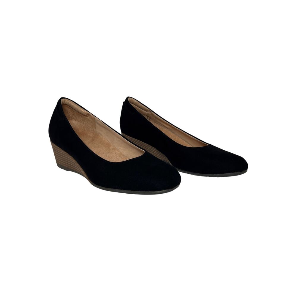 Dr. Scholl’s Women’s Black Faux Suede Wedge Pumps Size 9.5 Comfort Dress Shoes